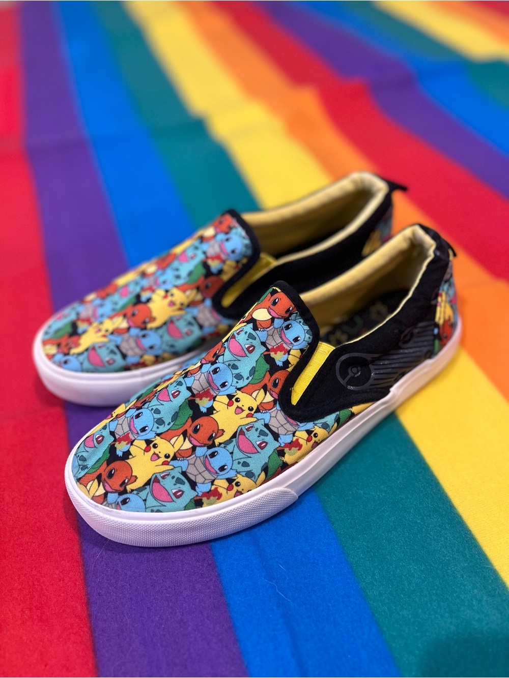 Pokémon Slip-On Canvas Shoes Pikachu Bulbasaur Charmander Squirtle Black & White